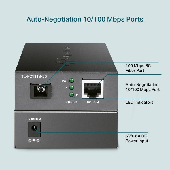 FC111B-20 10/100 Mbps WDM Media Converter