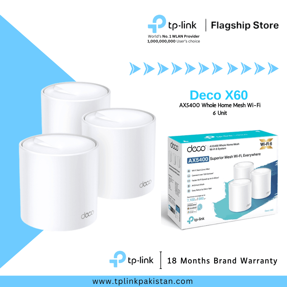 TP-Link Deco X60 Mesh Wi-Fi 6, 3-Pack – TP-Link-Pakistan TP-Link Deco X60 Mesh Wi-Fi 6, 3-Pack – TP-Link-Pakistan