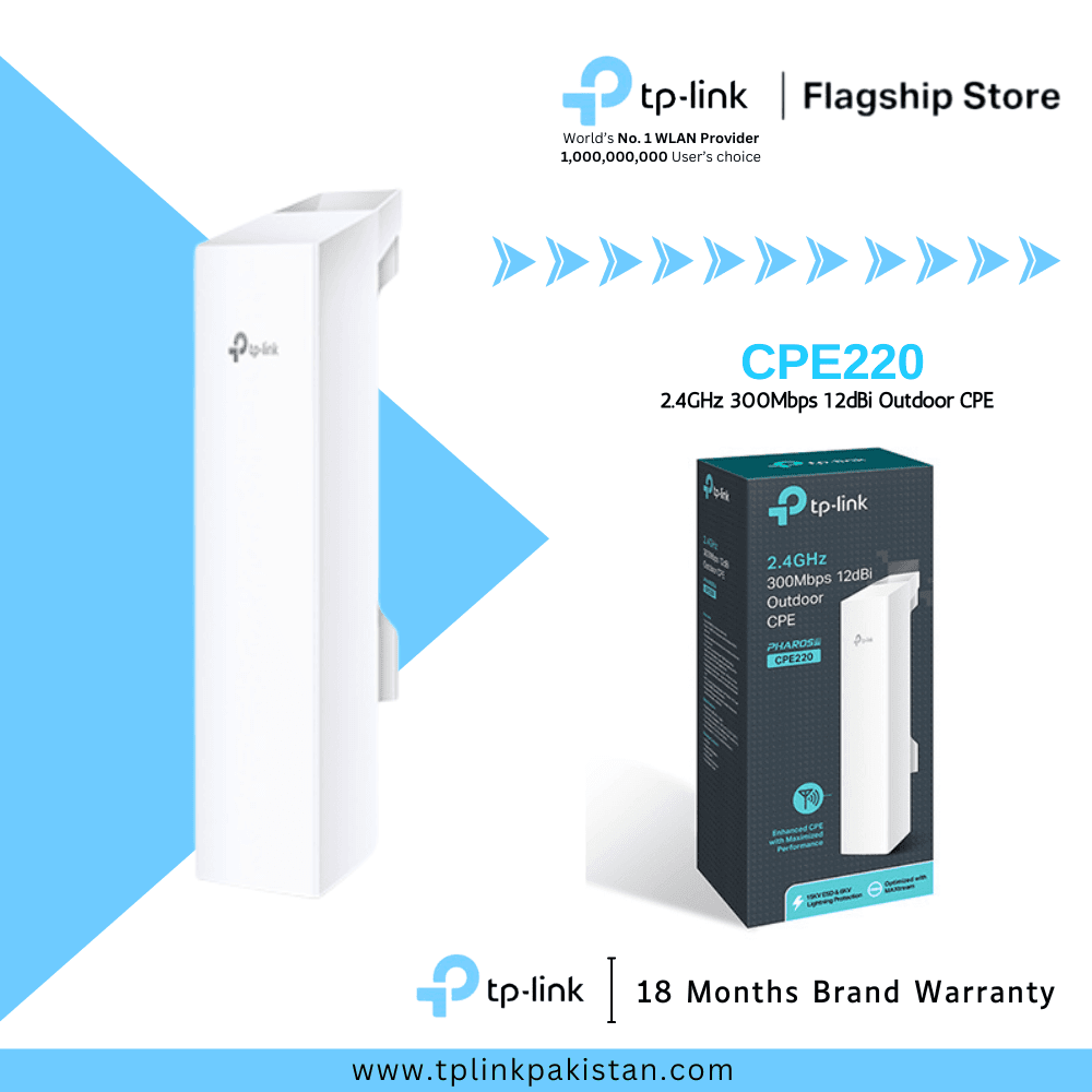 TP-Link CPE220 2.4GHz 300Mbps 12dBi Outdoor CPE - Outdoor Radio | Ver 3.0